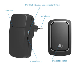 <span class=keywords><strong>Sonnette</strong></span> sans fil auto-alimentée, étanche, intelligente, pour maisons modernes, sans batterie - Product Image 2