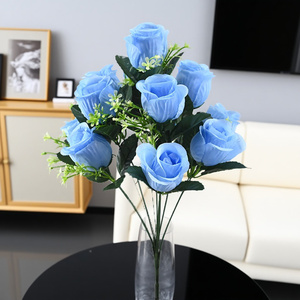 Bouquet de roses artificielles en soie faites à la main, 12 têtes, motif bourgeon de rose, prix abordable, vente en gros - Product Image 4
