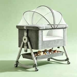 Berceau bébé mobile équipé d'un panier de rangement inférieur, conception spacieuse <span class=keywords><strong>pour</strong></span> les soins quotidiens du nouveau-né - Product Image 1