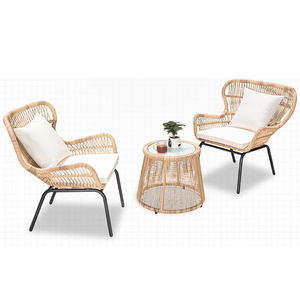 Muebles de Comedor Portátiles Modernos Hechos a Mano para Exteriores, Juego de Mesa de Centro de 3 Piezas de Plástico Poliratán para 2 Personas - Product Image 2