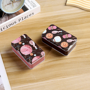 Rectangular Tin <b>Box</b> Metal Storage Container Flip Lid Patterned Design For Candy Cookies <b>Small</b> Items <b>Gift</b> <b>Box</b> - Product Image 2