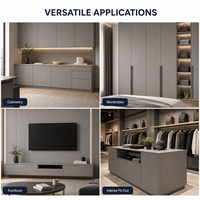 Panneau MDF mélaminé gris béton écologique de première qualité avec placage bois, idéal pour armoires de bureau et d'hôtel modernes, norme E0