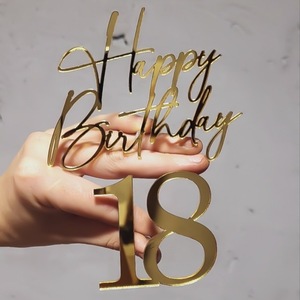 Decoración de Pastel de Acrílico para <span class=keywords><strong>Cumpleaños</strong></span> Número <span class=keywords><strong>18</strong></span>, Decoración para Mesa de Postres, Inserto Decorativo para Pastel, Adornos para Pastel - Product Image 1