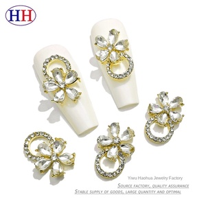 Sang Trọng 3D Năm Cánh Hoa Móng Tay Thạch Đầy Đủ Kim Cương Flash Hợp Kim Tự Làm Phụ Kiện Bán Buôn Các Nhà Sản Xuất - Product Image 2