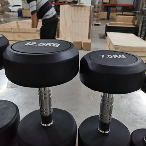 Dökme demir fitness ekipmanları yuvarlak kafa kauçuk dambıl halter seti - Product Image 4