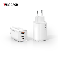 WISESIR 67W GaN Pengisi Daya Cepat dengan 3 Port (2 Type-C 1 USB) Perlindungan OTP/OVP untuk Ponsel & Laptop