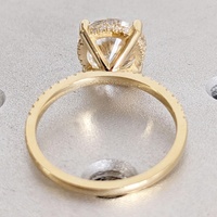 Bague de fiançailles solitaire ovale 2 carats en diamant de laboratoire, sertie pavé style cathédrale, en or jaune massif 10K/14K/18K, certifiée IGI, CVD/HPHT, personnalisable