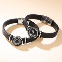 Gloeiende zon-maan paararmband Lichtgevende leren band Unisex Valentijnscadeau voor hem haar beste vrienden bijpassende sieraden