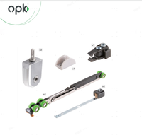OPK Quincaillerie pour porte coulissante à suspension supérieure pour meuble vitré, avec amortisseur à fermeture douce et roulement à mouvement lent