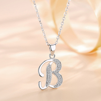 Vente en gros mode cz 925 bijoux en argent sterling minuscules femmes initiale personnalisée alphabet lettre collier pendentif