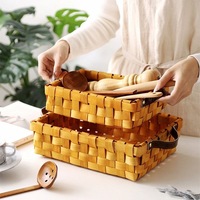 Paniers de rangement en bambou tressé à la main Wanuocraft, panier tissé naturel avec poignées pour la décoration de la maison, l'emballage de cadeaux et l'organisation