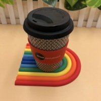 Résistant à la chaleur personnalisé mignon Silicone caoutchouc arc-en-ciel sous-verres pour boisson coussinets isolants tasse tapis plaque antidérapant napperon