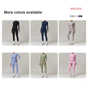 <span class=keywords><strong>Pantalon</strong></span> à jambes larges automne hiver personnalisé costume de sport en peluche décontracté vêtements d'entraînement en plein air vêtements chauds de yoga ensemble de fitness à manches longues pour femmes - Product Image 5
