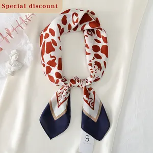 Special promotion design In Stock Fashion Wholesale Printed Square Scarves Women Satin Silk Hair Scarf For Girls