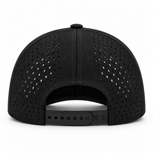 Gorra de Golf Negra Impermeable de Poliéster con Visera Curva, Perforaciones Láser, Cierre a Presión, Logotipo de Letras Bordadas en 3D Personalizado OEM - Product Image 4