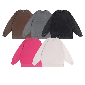 Logo personnalisé 350GSM Hommes Lavage à l'acide Vintage O-Neck French Terry Haute Qualité Sweatershirt surdimensionné - Product Image 1