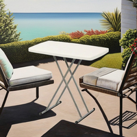 Table pliante blanche moderne, réglable sur 3 niveaux, légère, design en plastique durable, pour utilisation en extérieur