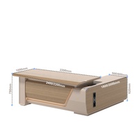 Bureau en mélamine gris écologique avec gestion des câbles, couvercle rabattable, surface stratifiée PVC, table de bureau CEO avec armoire de rangement