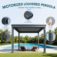 Pergola Modulaire Motorisée en Aluminium, Pare-Soleil Mural à Trois Panneaux, Cloison d'Intimité 3x3m, Abri Extérieur pour Balcon et Mariage