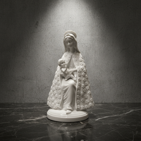 Statue en céramique de la Sainte Vierge Marie et de l'enfant Jésus, style romain