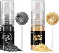 Spray de paillettes comestibles CN 2 couleurs Rouge Blanc Poudre scintillante pour cocktails Poussière de lustre pour gâteaux, boissons, fraises, cupcakes, biscuits