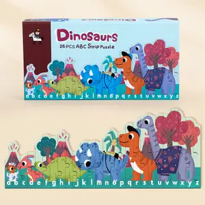 Set mainan teknologi warna teka-teki hewan Puzzle hewan putri dinosaurus kayu Strip anak-anak berbentuk khusus Bar