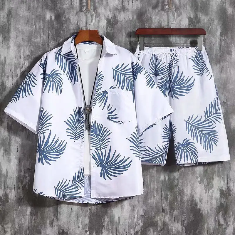 Праздничный наряд летняя рубашка гавайская рубашка с шортами для мужчин комплект костюмов
