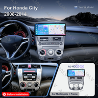 Lecteur DVD de voiture avec écran tactile de 12,3 pouces, Android Auto sans fil, CarPlay, GPS, BT, WiFi, DSP, vidéo de voiture pour Honda City 08-14, climatisation manuelle