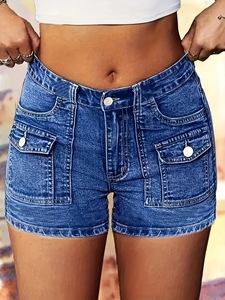 Shorts en jean de style décontracté européen et américain, design ajusté pour femmes, shorts en jean confortables et polyvalents - Product Image 2
