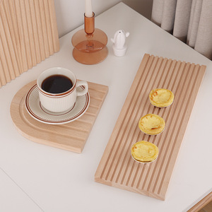 Nordic Beech Wood Serving <b>Tray</b> Geometric Design Irregular Shape Home Use Western Style Plating Bread Board <b>Dinner</b> Plate - Product Image 3