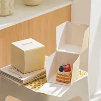 Boîte d'emballage pour gâteaux en papier blanc crème avec logo personnalisé, fenêtre transparente, boîte cadeau pour pâtisserie et mousse, avec sac en papier, vente en gros