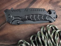Couteau de poche tactique pliable de haute qualité pour la chasse, la survie en camping, multifonctionnel, noir, avec manche en aluminium 3cr13