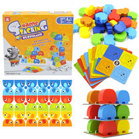 Jeu de société éducatif, blocs de construction en plastique en forme de tour d'éléphant, jeu interactif multi-joueurs, jeu d'empilage pour enfants