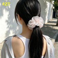 Chouchous en mousseline florale pour femmes, imprimés vintage, en organza transparent, accessoire élastique pour cheveux