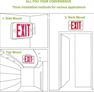 Para UL 924 Aprobado LED Luz de salida de emergencia Letrero de plástico blanco frío con respaldo de batería Doble cara 120/277V AC Almacenado en EE. UU. - Product Image 4