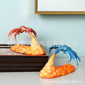 Fire Breathing Dragon Night Light Resin Craft Led Desk Lamp Warm White Light Tap <b>Control</b> <b>USB</b> Powered Home Decor Gift - Product Image 2