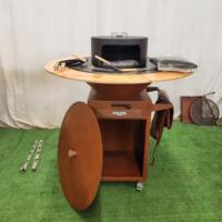 Ensemble de rangement pour bois de chauffage et foyer en acier Corten, résistant aux intempéries, pour aménagement paysager commercial extérieur