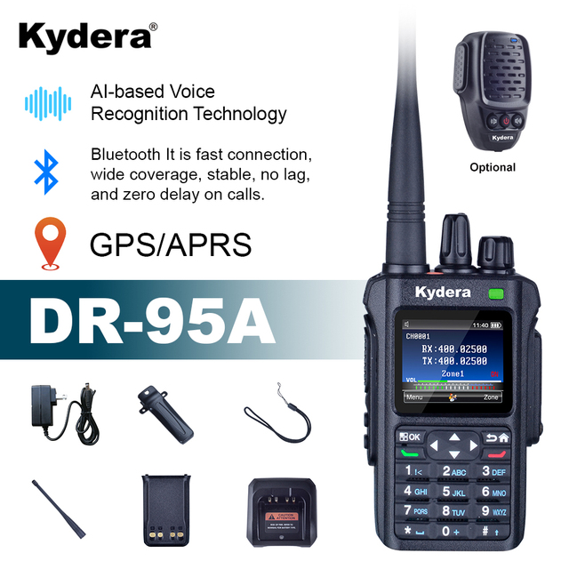 IP67 Waterproof for DR-95 Digital 5 Watt DMR Portable Radio AES Encryption BT GPS AI Noise-canceling 4000 Channels 0-5km