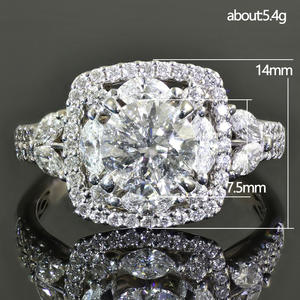 Anello di Diamanti F815 in Oro Bianco, Taglio Brillante Rotondo, Diamante Naturale, Anello di Fidanzamento da Donna, Colore D, Montatura Halo - Product Image 5