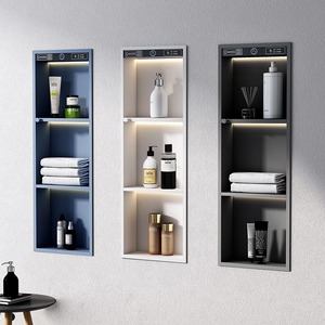 INTERLAN WC8221 Meuble-lavabo moderne autoportant pour salle de bain, miroir <span class=keywords><strong>argent</strong></span>é, <span class=keywords><strong>bois</strong></span>, acier inoxydable, mural, encastré, usage hôtelier, classique - Product Image 2