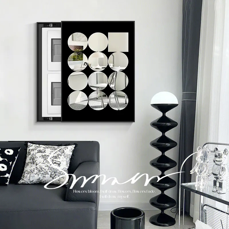 JZ домашний декор абстрактное геометрическое декоративное зеркало печатная картина счетчик электроэнергии крышка настенное зеркало