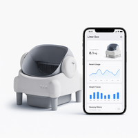 Litière intelligente pour chat Petaok contrôlée par application, très grande capacité 65L, en PP+ABS+POM, carrée, éliminateur d'odeurs, bac de toilette automatique autonettoyant