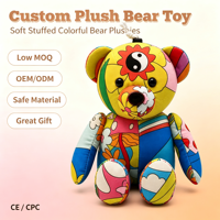 Boneka Beruang Super Lembut Ramah Lingkungan dengan Desain Bordir Kapas PP, OEM/ODM, MOQ Rendah, Pilihan Warna-Warni, Pereda Stres Anak