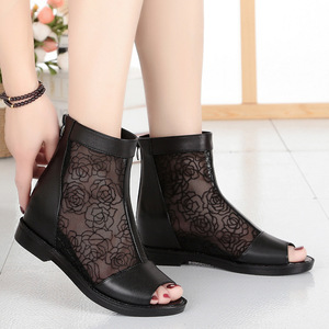 Primavera Novo Design Alta Top Sandálias para As Mulheres Grossa Salto <span class=keywords><strong>Peep</strong></span> <span class=keywords><strong>Toe</strong></span> Verão Alta Qualidade Botas De Couro Genuíno - Product Image 3