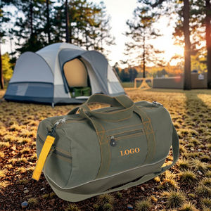 भारी शुल्क कैनवास यात्रा डफ़ल बैग जिपर आदमी जिम खेल फिटनेस शिविर आउटडोर उपकरण सप्ताहांत डफ़ल बैग - Product Image 2