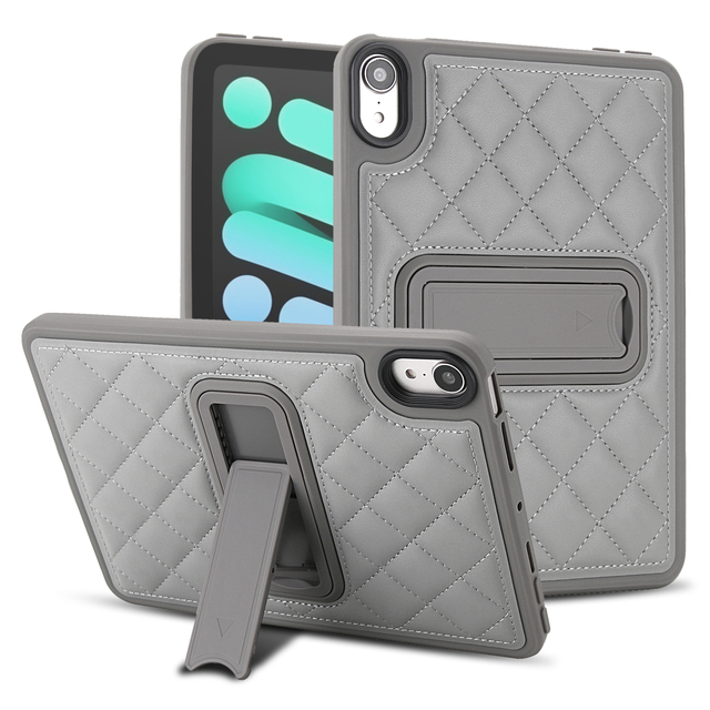 Portable Folding Bracket Kickstand Shockproof Case for iPad Mini 6 Fashion 3D Grid Anti-Scratch Tablet Cover for iPad Mini 7