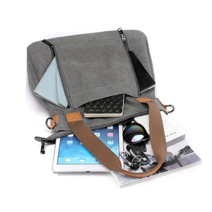 Custom Large Capacity Women's Retro Canvas Crossbody Bag Three Straps Zipper Closure Polyester Lining Fashionable Hand Bag - Product Image 4