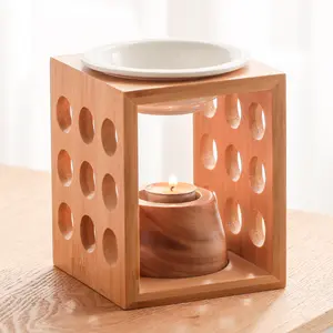 New Design Ceramic Bamboo Wax Melt Burner Home Decoration Perfume Oil Warmer Diffuser