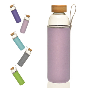 Botella de <span class=keywords><strong>Agua</strong></span> de Vidrio de 750 ml con Funda Colorida, Tapa de Bambú <span class=keywords><strong>Natural</strong></span>, Diseño Novedoso, Agarre Ergonómico, Ecológica, con Infusor, Apta para <span class=keywords><strong>Agua</strong></span> Hirviendo - Product Image 3