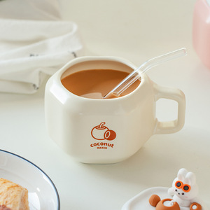 แก้วเซรามิคลายการ์ตูนกระต่ายสำหรับกาแฟและนม 380 มล. เป็นมิตรกับสิ่งแวดล้อม เหมาะเป็นของขวัญสำหรับมื้อเช้า ใช้ในบ้าน - Product Image 3